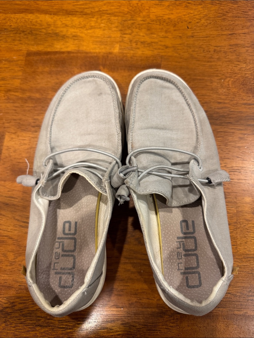 Hey Dude Women's Light Gray Canvas Slip-On Loafers